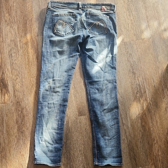 Mavi Lindy Straight Jeans Women's Low Rise Distressed Embroidered Size 32 - Picture 6 of 8